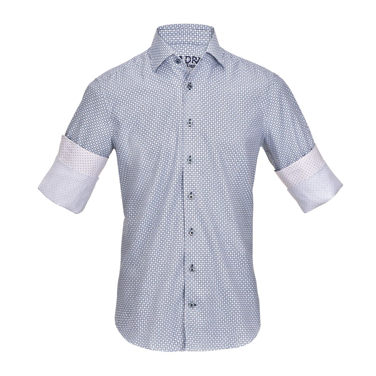 CMW543R - Cuadra blue fashion soft cotton abstract shirt for men-CUADRA-Kuet-Cuadra-Boots