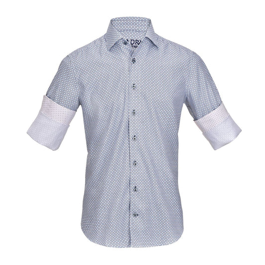 CMW543R - Cuadra blue fashion soft cotton abstract shirt for men-Kuet.us