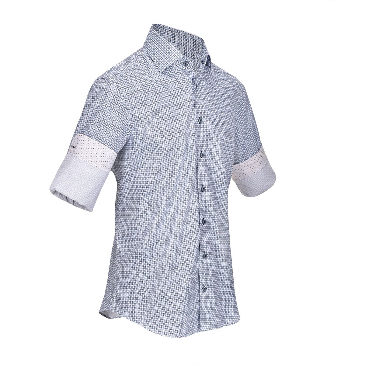 CMW543R - Cuadra blue fashion soft cotton abstract shirt for men-CUADRA-Kuet-Cuadra-Boots