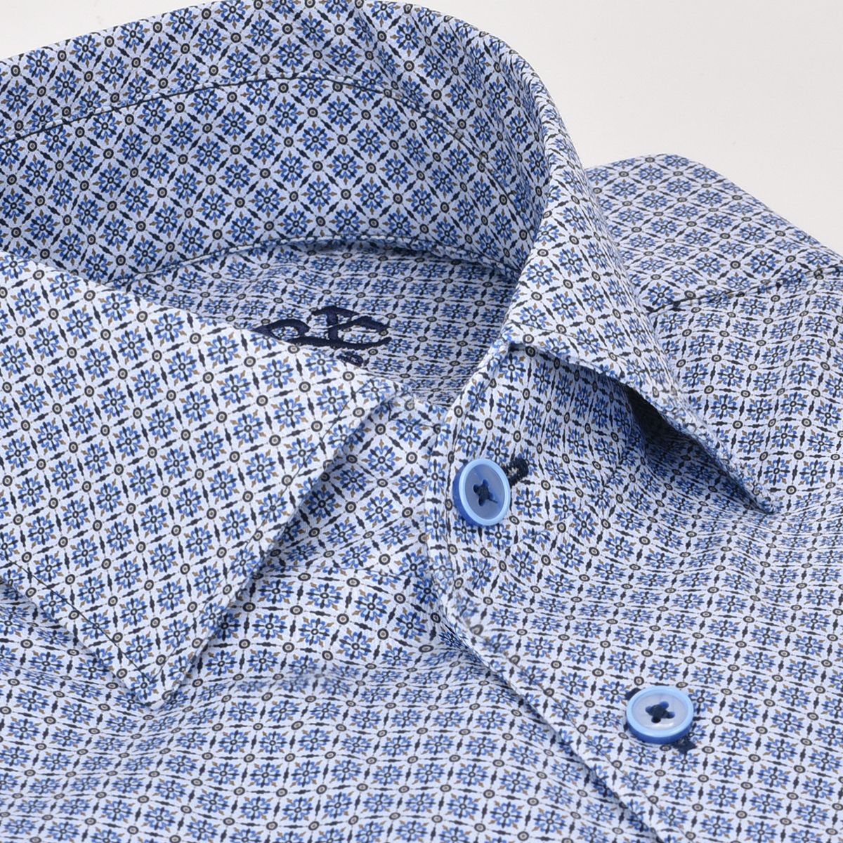 CMW550R - Cuadra blue casual fashion medallion abstract shirt for men-Kuet.us