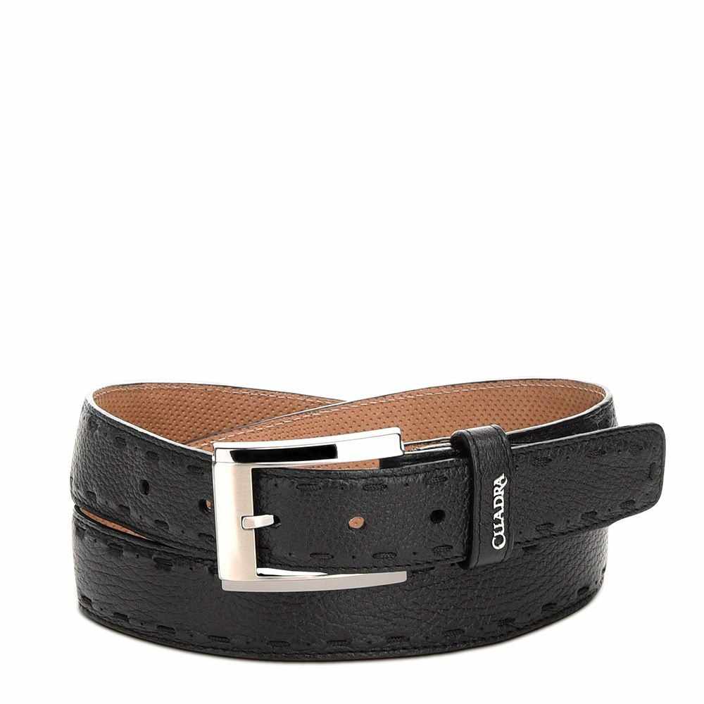 CS234VE - Cuadra black casual dress soft deer leather belt for men-Kuet.us