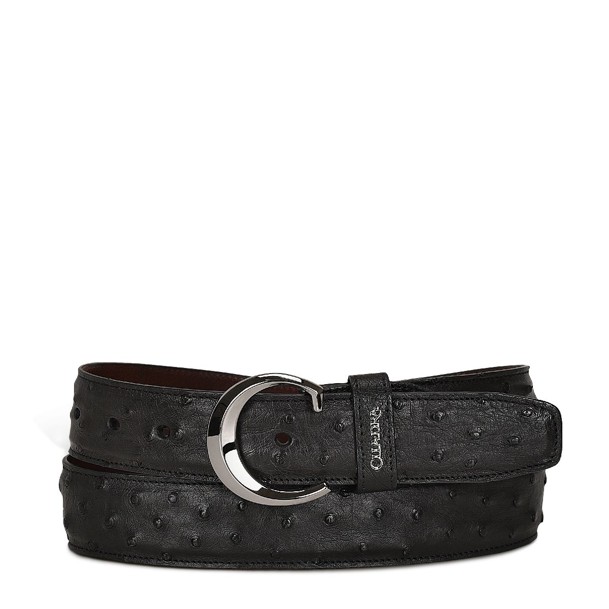 CS381A1 - Cuadra black casual fashion ostrich leather belt for men-FRANCO CUADRA-Kuet-Cuadra-Boots
