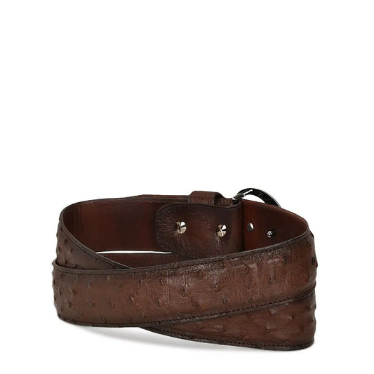 CS381A1 - Cuadra brown casual fashion ostrich leather belt for men-FRANCO CUADRA-Kuet-Cuadra-Boots