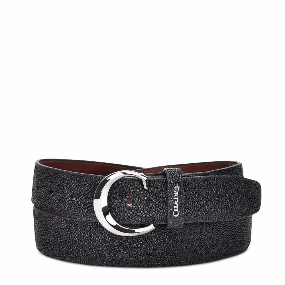 CS381MA - Cuadra black casual fashion stingray leather belt for men-FRANCO CUADRA-Kuet-Cuadra-Boots