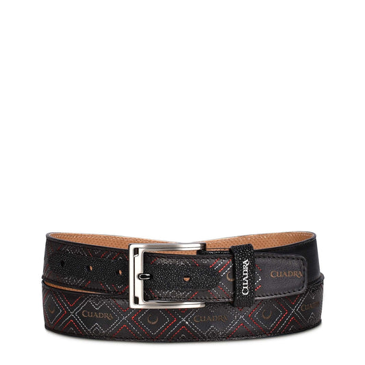 CS453MA - Cuadra black casual dress stingray leather belt for men-Kuet.us