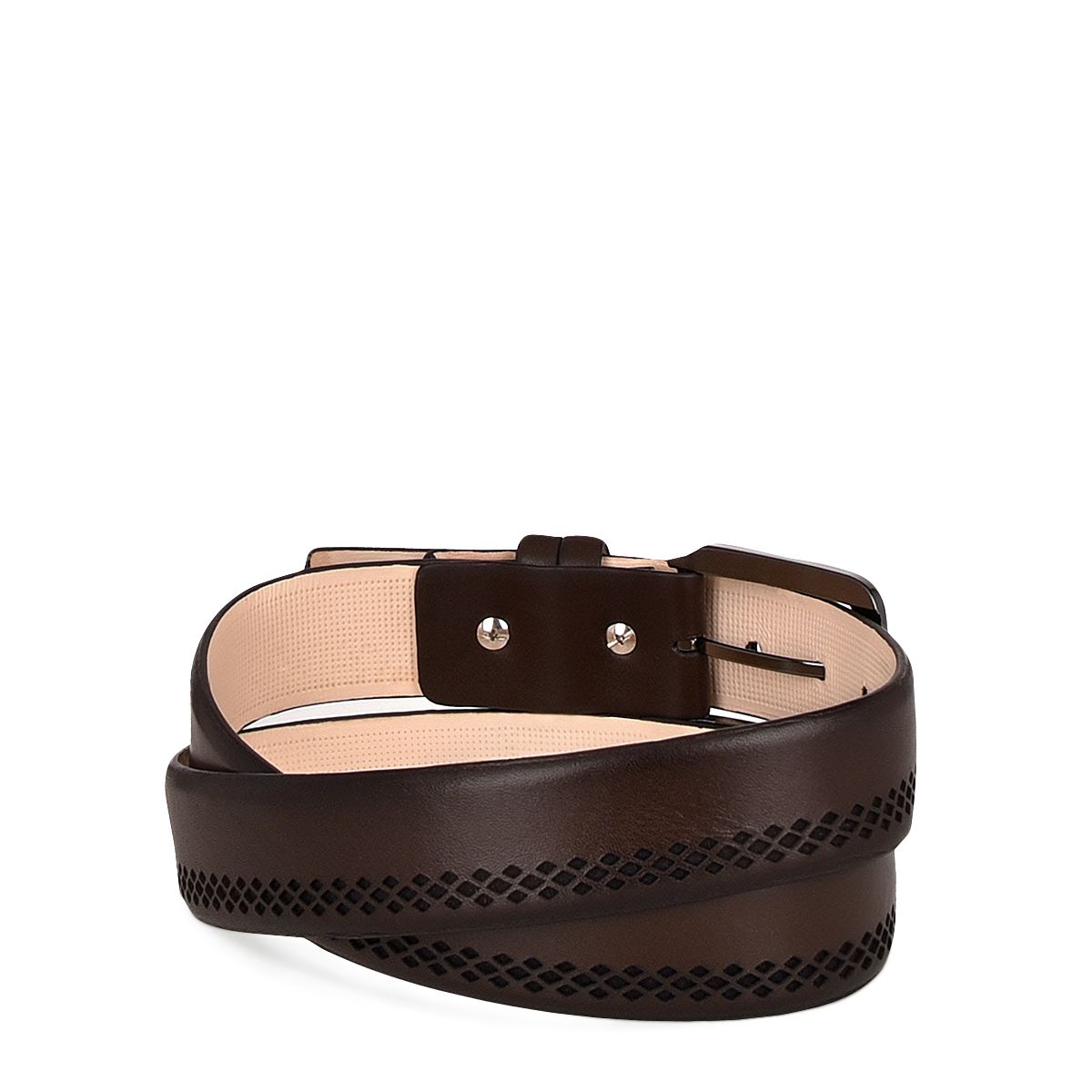 CS535RS - Cuadra brown casual dress soft calfskin leather belt for men-Kuet.us