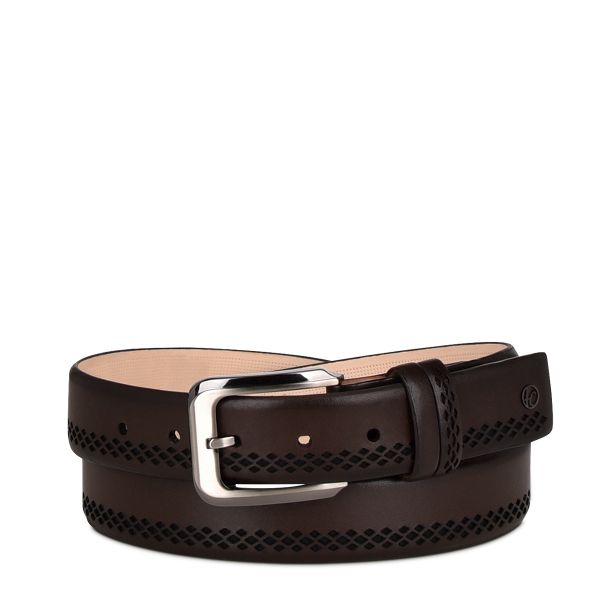 CS535RS - Cuadra brown casual dress soft calfskin leather belt for men-Kuet.us