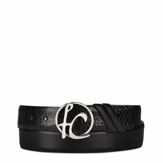 CS537PA - Cuadra black casual fashion ostrich leg belt for men-Kuet.us