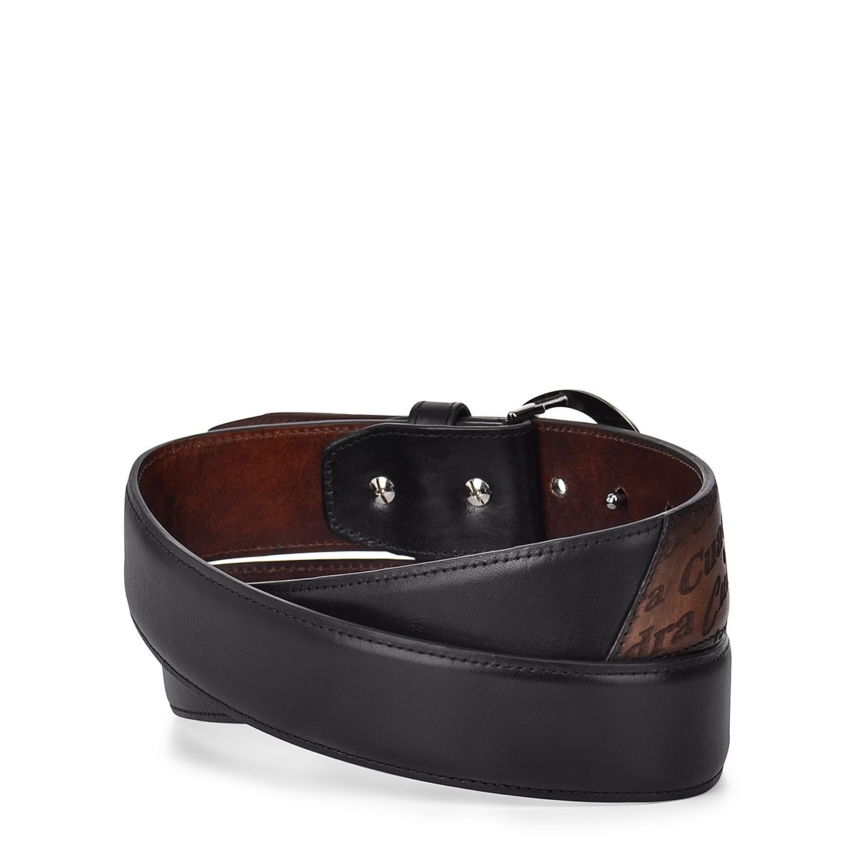 CS540RS - Cuadra negro casual dress cowhide leather belt for men-Kuet.us
