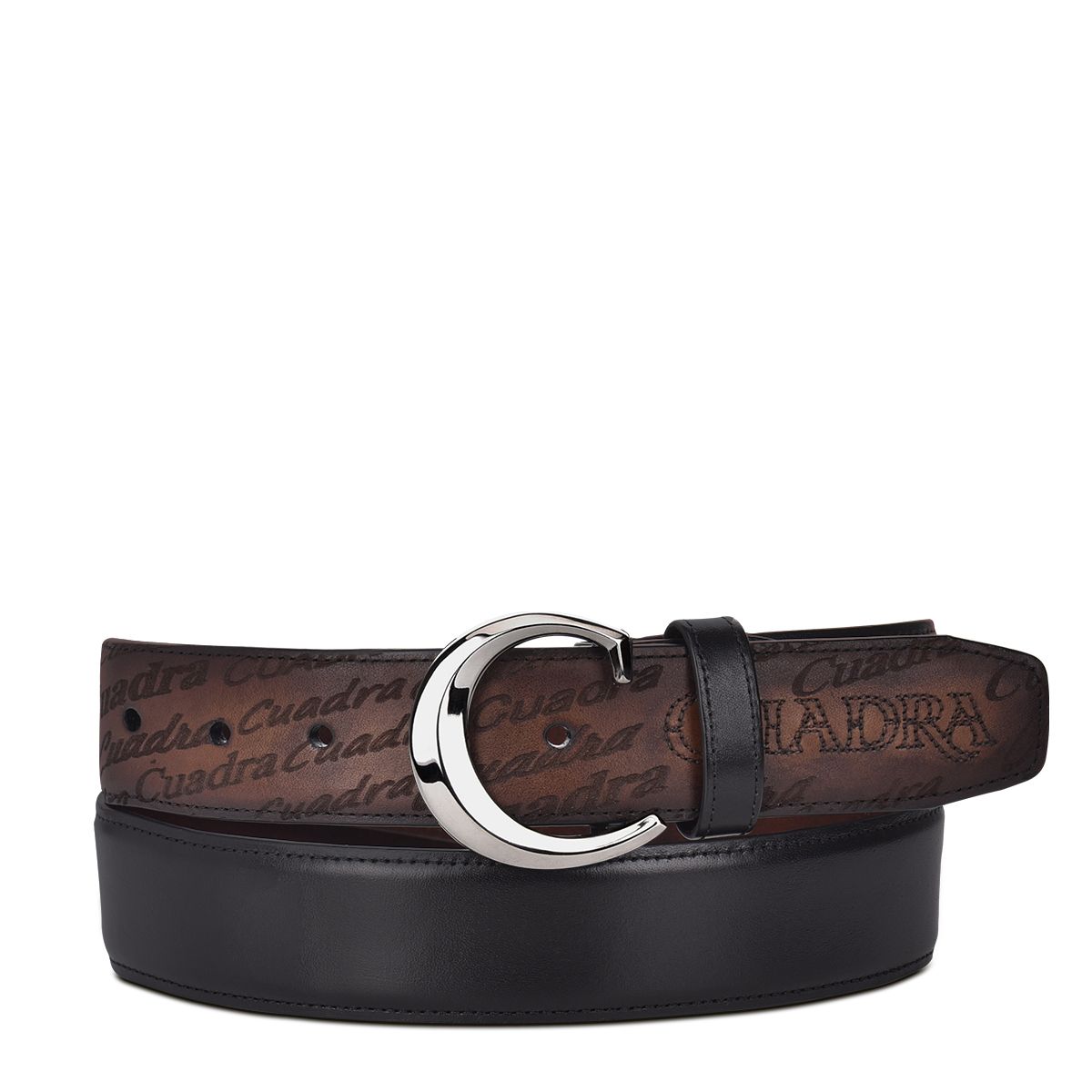 CS540RS - Cuadra negro casual dress cowhide leather belt for men-Kuet.us