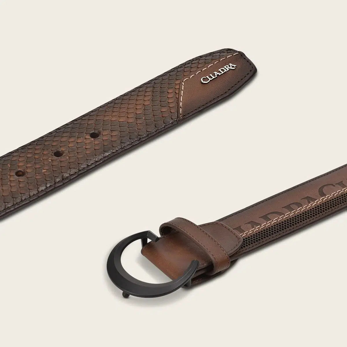 CS551PI - Cuadra brown casual western python skin belt for men.-CUADRA-Kuet-Cuadra-Boots
