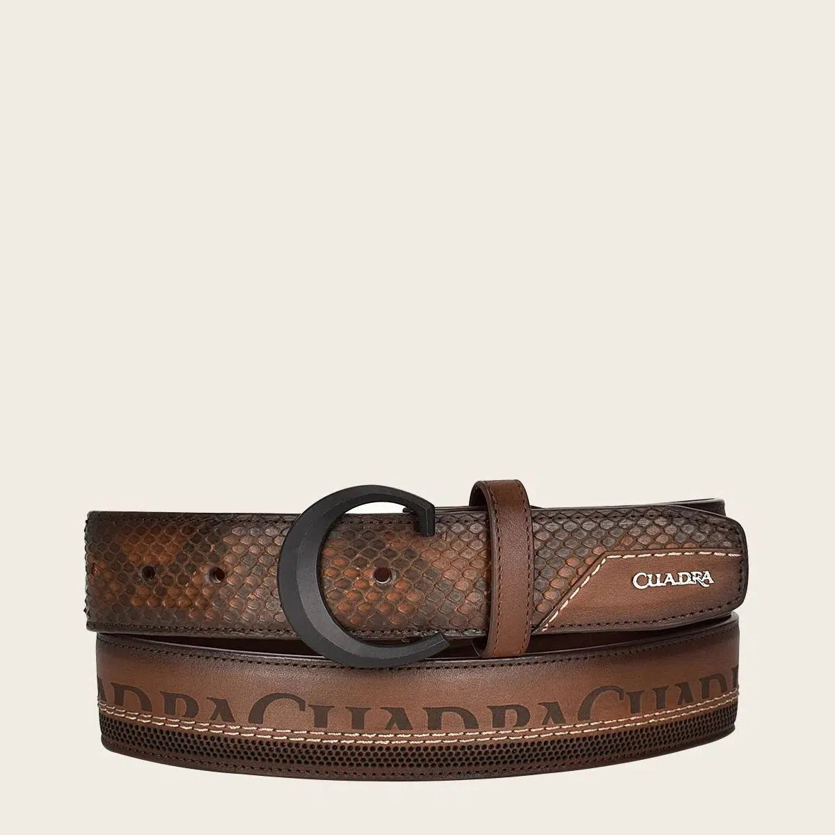 CS551PI - Cuadra brown casual western python skin belt for men.-CUADRA-Kuet-Cuadra-Boots