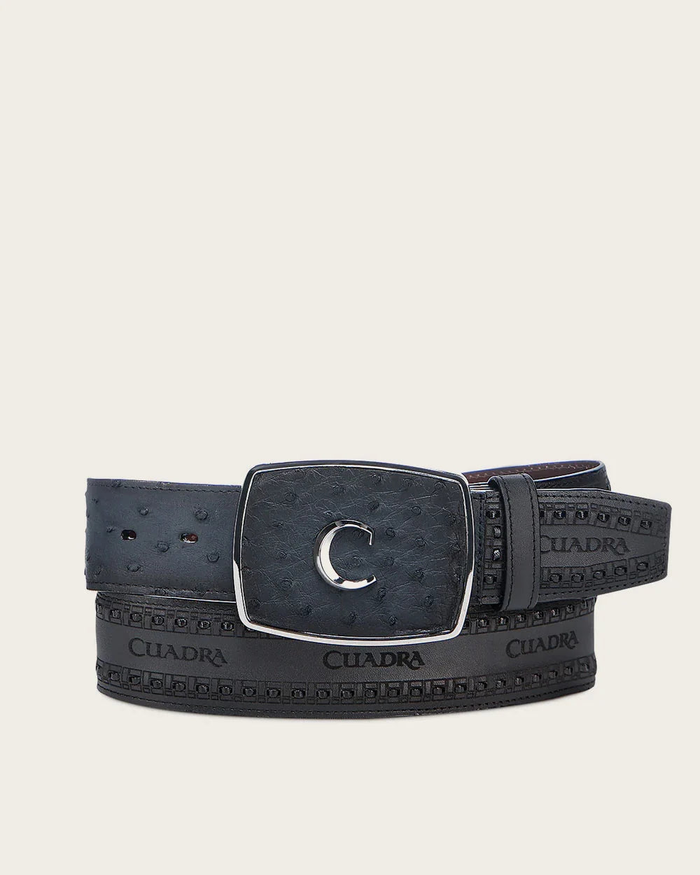 CV397A1 - Cuadra blue cowboy western ostrich belt for men