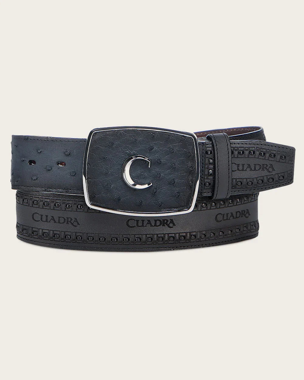 CV397A1 - Cuadra blue cowboy western ostrich belt for men