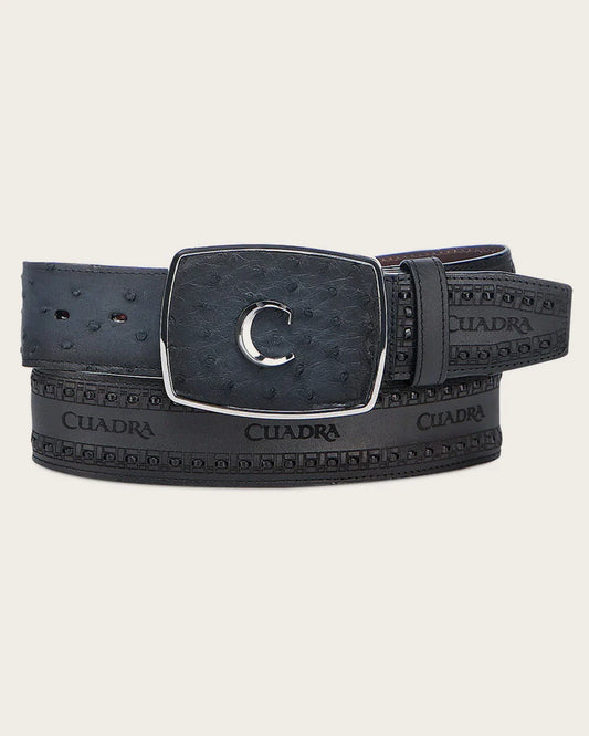 CV397A1 - Cuadra blue cowboy western ostrich belt for men