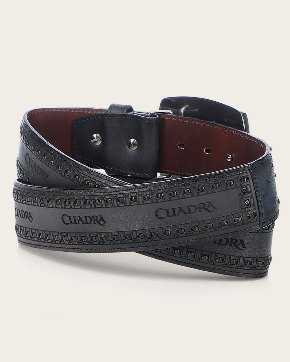 CV397A1 - Cuadra blue cowboy western ostrich belt for men
