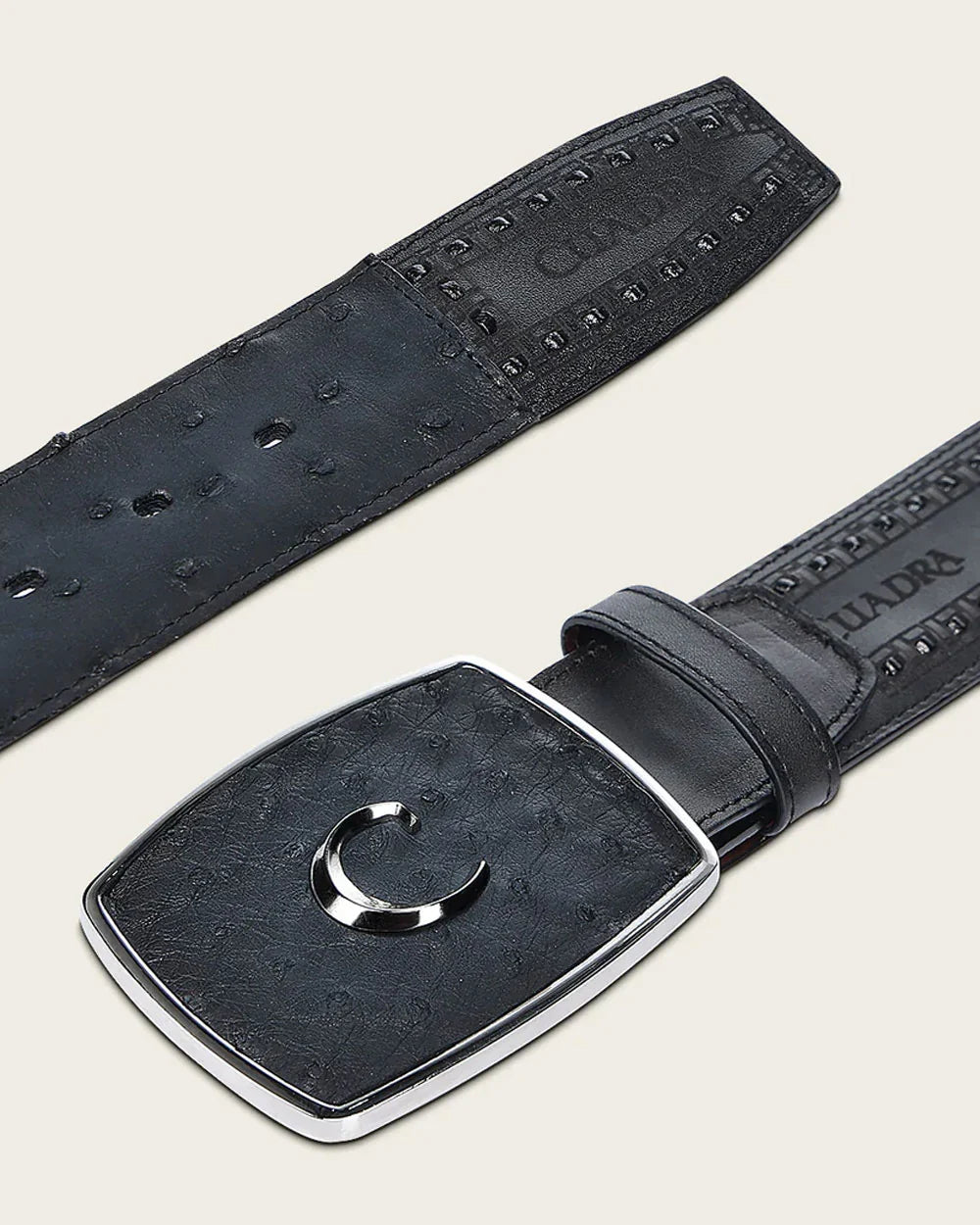 CV397A1 - Cuadra blue cowboy western ostrich belt for men