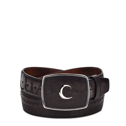 CV371VE - Cuadra gray fashion cowboy deer leather belt for men-Kuet.us