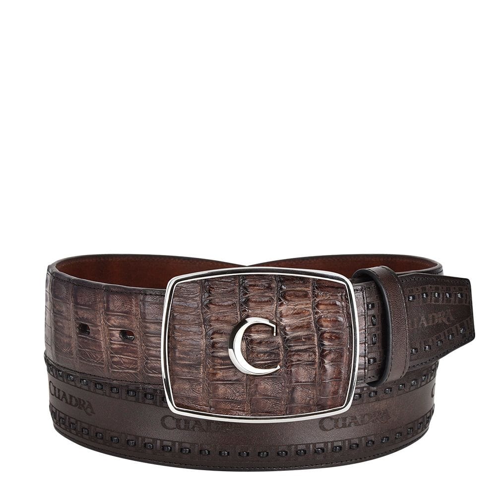 CV397FC - Cuadra chocolate western caiman belt for men