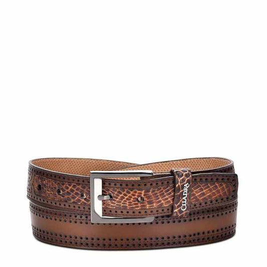 CV433AL - Cuadra honey casual fashion alligator perforated belt for men-Kuet.us