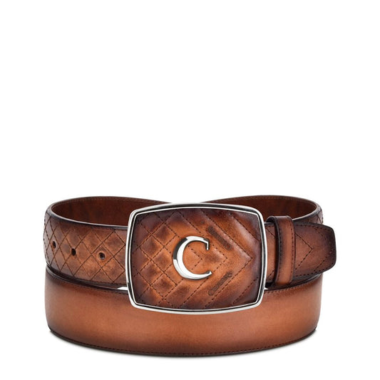 CV461RS - Cuadra honey fashion casual cowboy quilted leather belt for men-Kuet.us