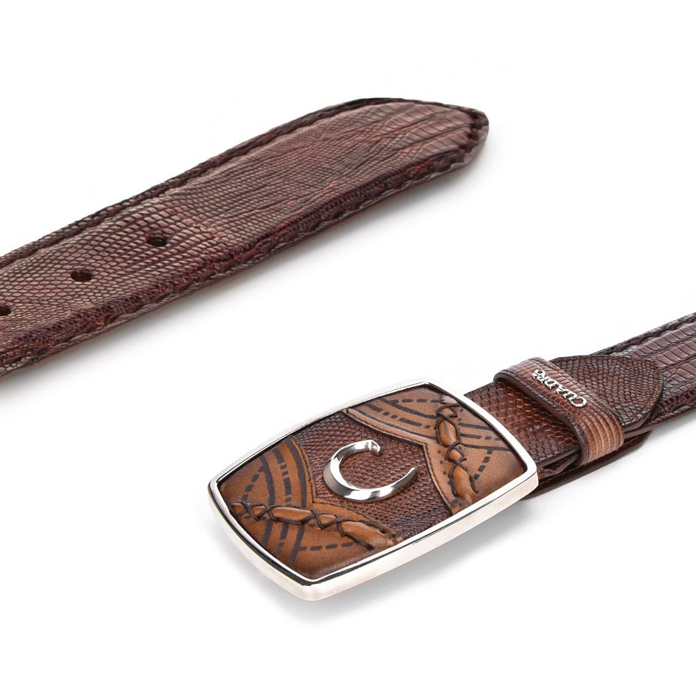 CV464LT - Cuadra almond cowboy western lizard leather belt for men-Kuet.us