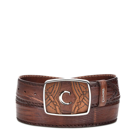 CV464LT - Cuadra almond cowboy western lizard leather belt for men-Kuet.us