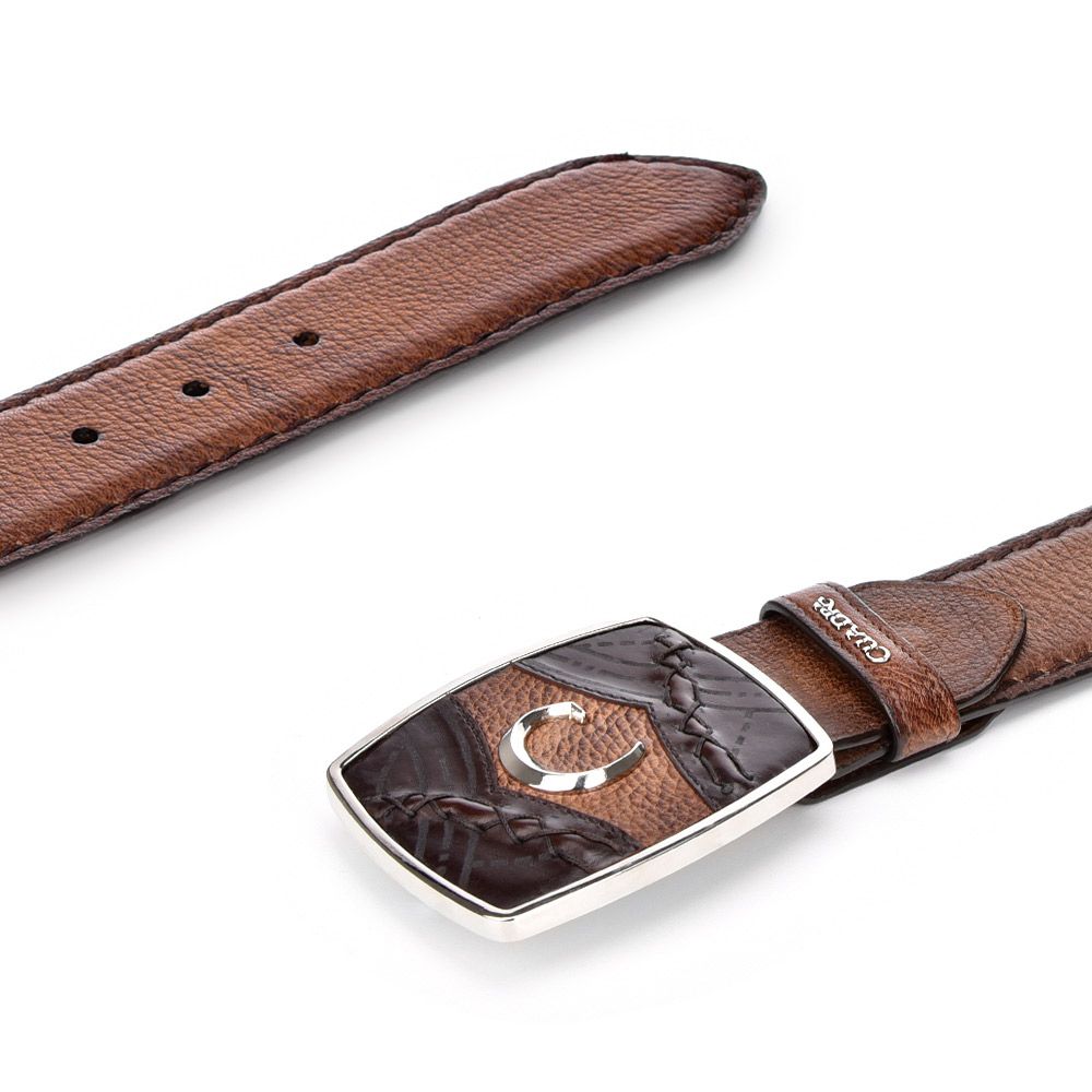 CV464VE - Cuadra almond cowboy western deer leather belt for men.-Kuet.us
