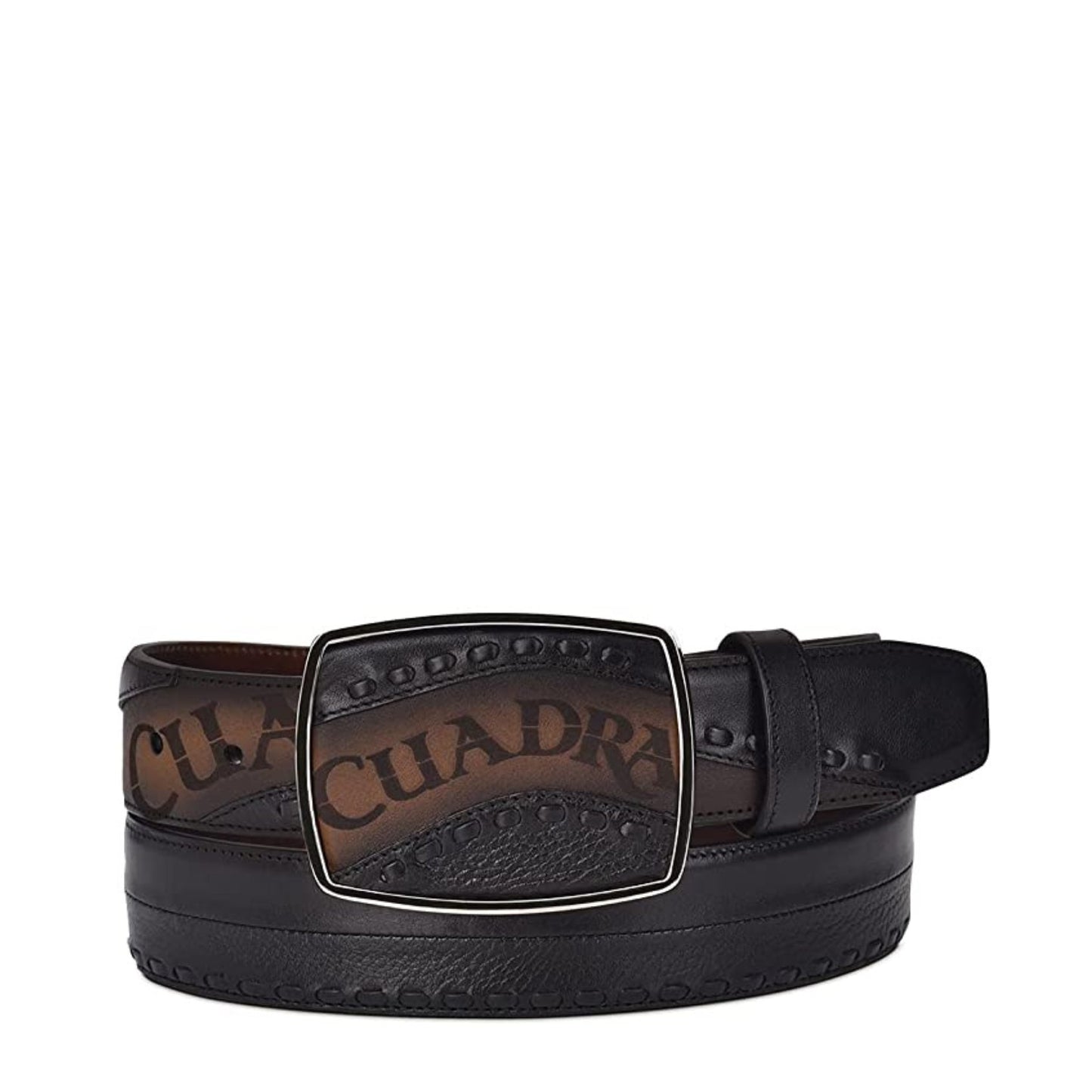 CV487RS - Cuadra black/brown fashion casual cowboy leather belt for men-Kuet.us