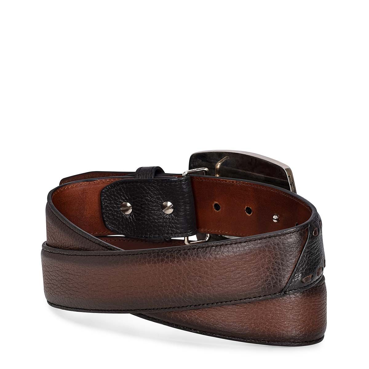 Black leather western belt, Casual belt - CD9856R - Cuadra Shop