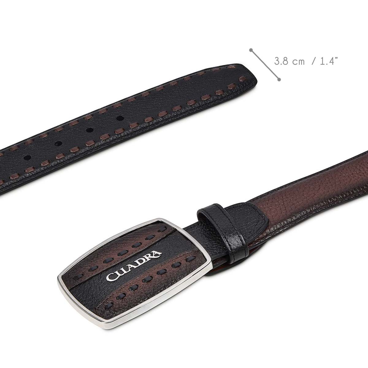 CV492VE - Cuadra brown cowboy western deer leather belt for men.-Kuet.us