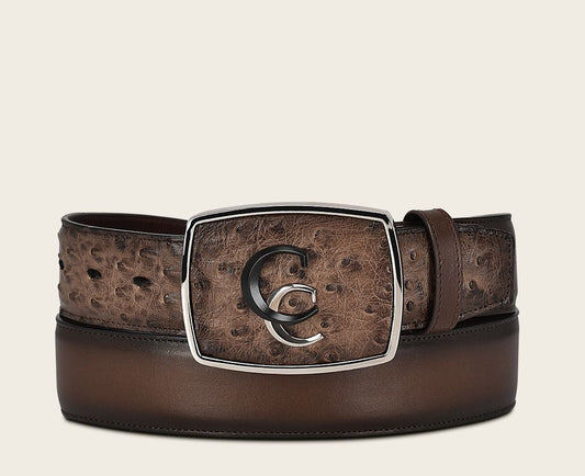 CV496A1 - Cuadra brown western ostrich leather belt for men