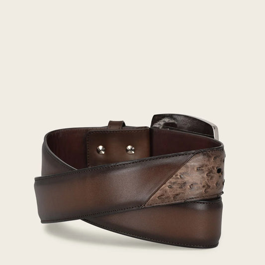CV496A1 - Cuadra brown western ostrich leather belt for men