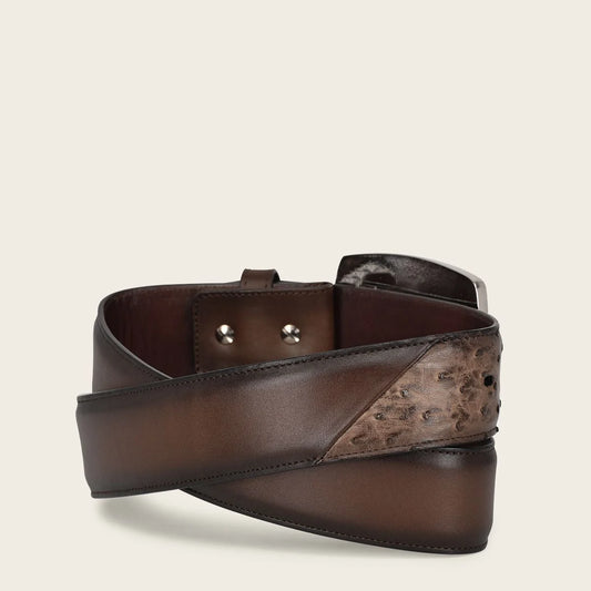 CV496A1 - Cuadra brown western fashion ostrich leather belt for men