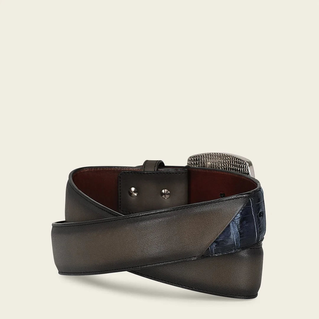 CV496FL - Cuadra blue western caiman leather belt for men