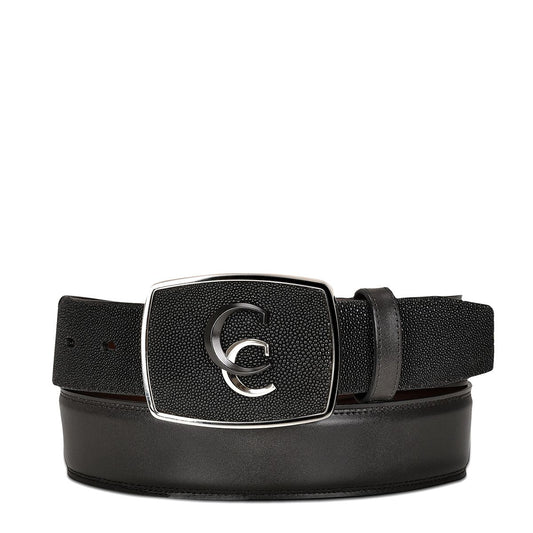 CV496MA - Cuadra black western fashion Stingray belt for men-CUADRA-Kuet-Cuadra-Boots