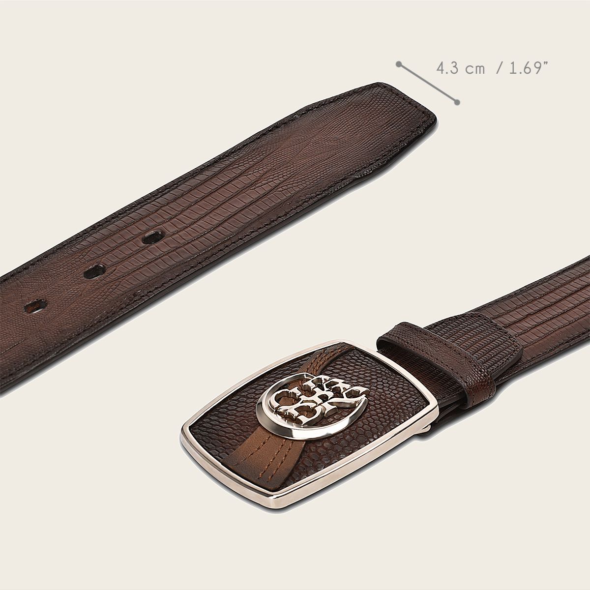 CV499LT - Cuadra brown western fashion lizard belt for men-Kuet.us