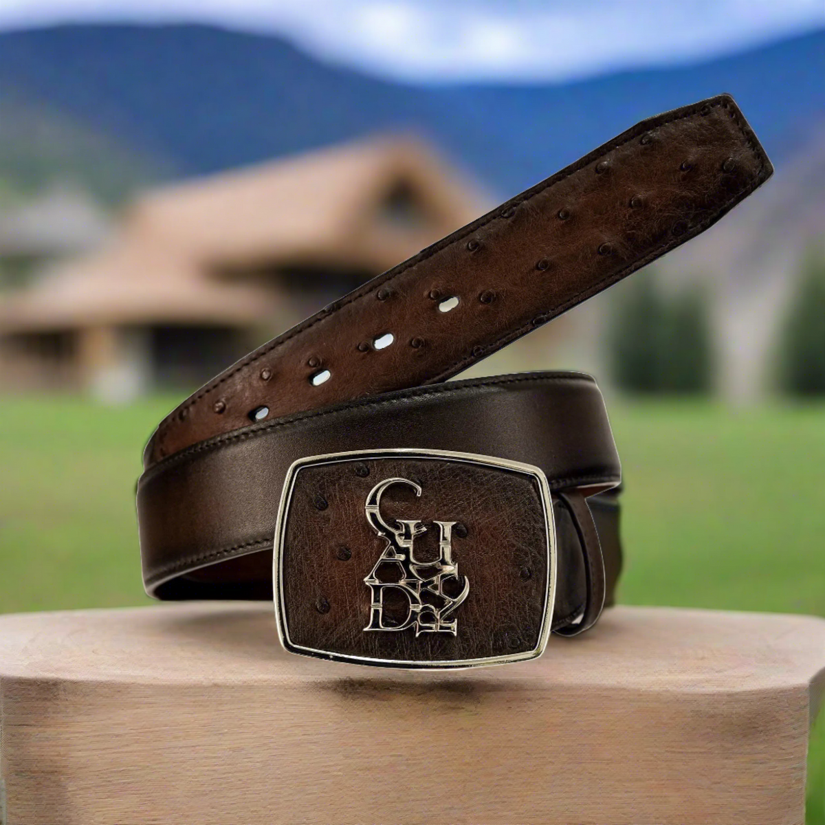 Cuadra brown casual fashion ostrich leather belt for men