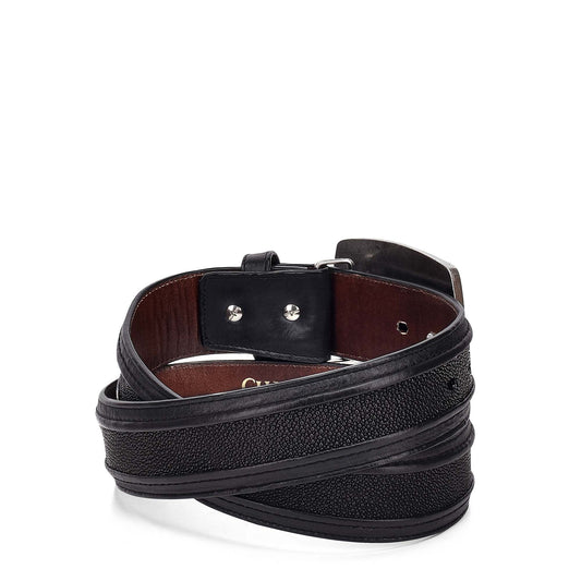 CV9B4MA - Cuadra black western fashion Stingray belt for men-Kuet.us