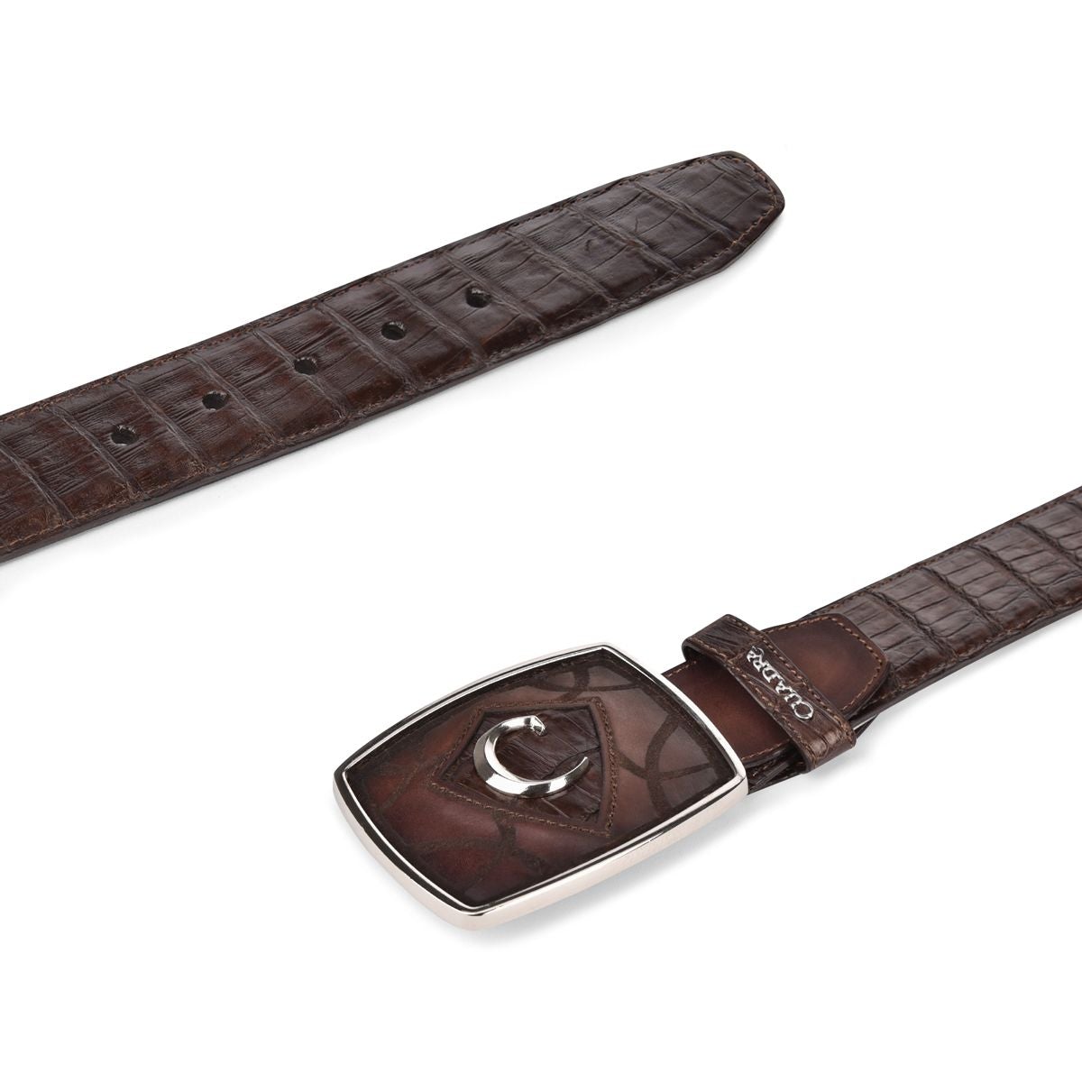 CVEN1FL - Cuadra chocolate fashion cowboy caiman leather belt for men-CUADRA-Kuet-Cuadra-Boots