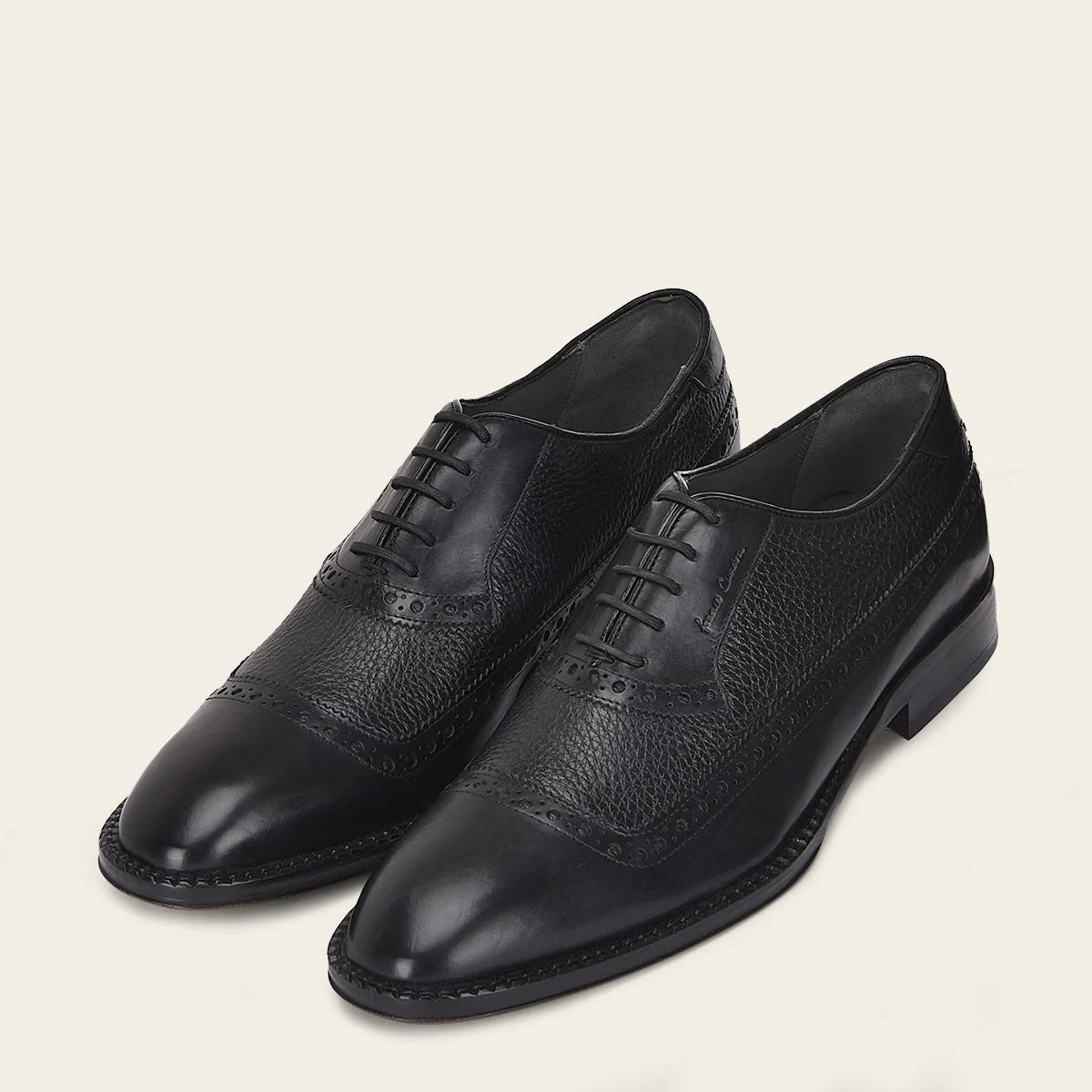 D23BUVN - Franco Cuadra black oxford dress cap toe shoes for men