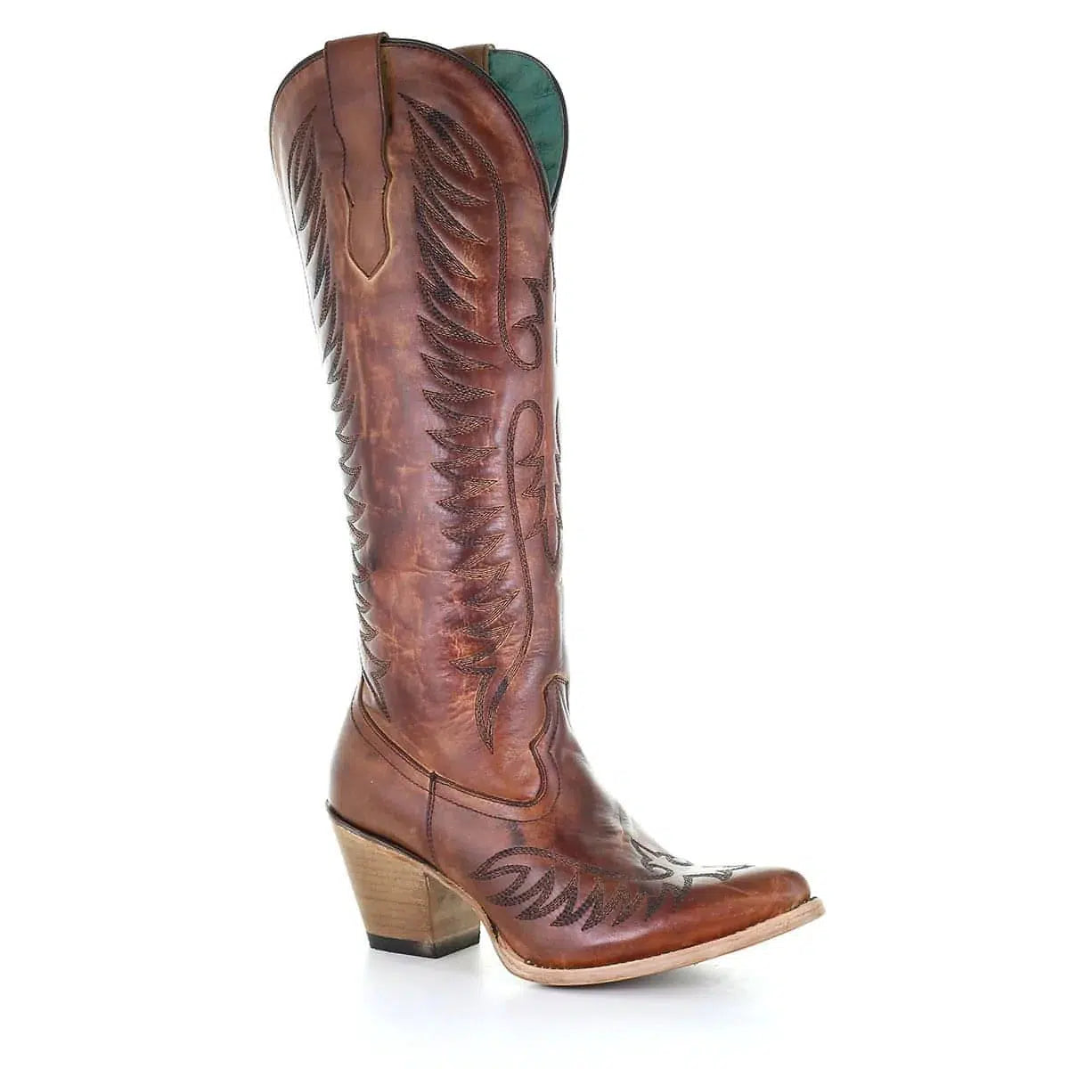 E1570 - M Corral brown western cowgirl leather long boots for women-Kuet.us