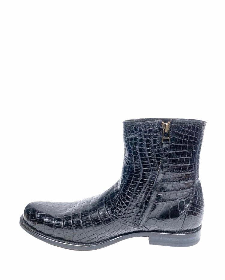 G09NPNP - Cuadra black dress casual Nile crocodile ankle boots for men-FRANCO CUADRA-Kuet-Cuadra-Boots