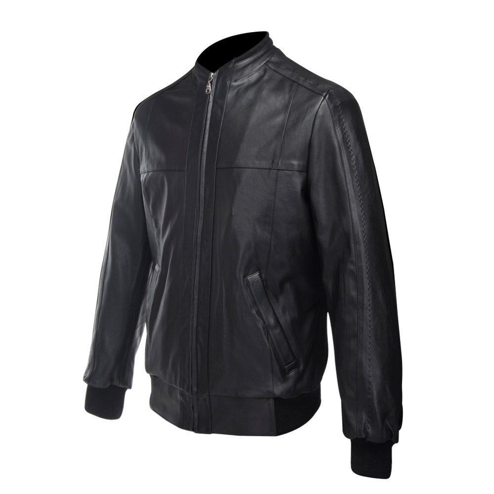 H215BOB - Cuadra black casual fashion moto racer biker leather jacket for men-Kuet.us
