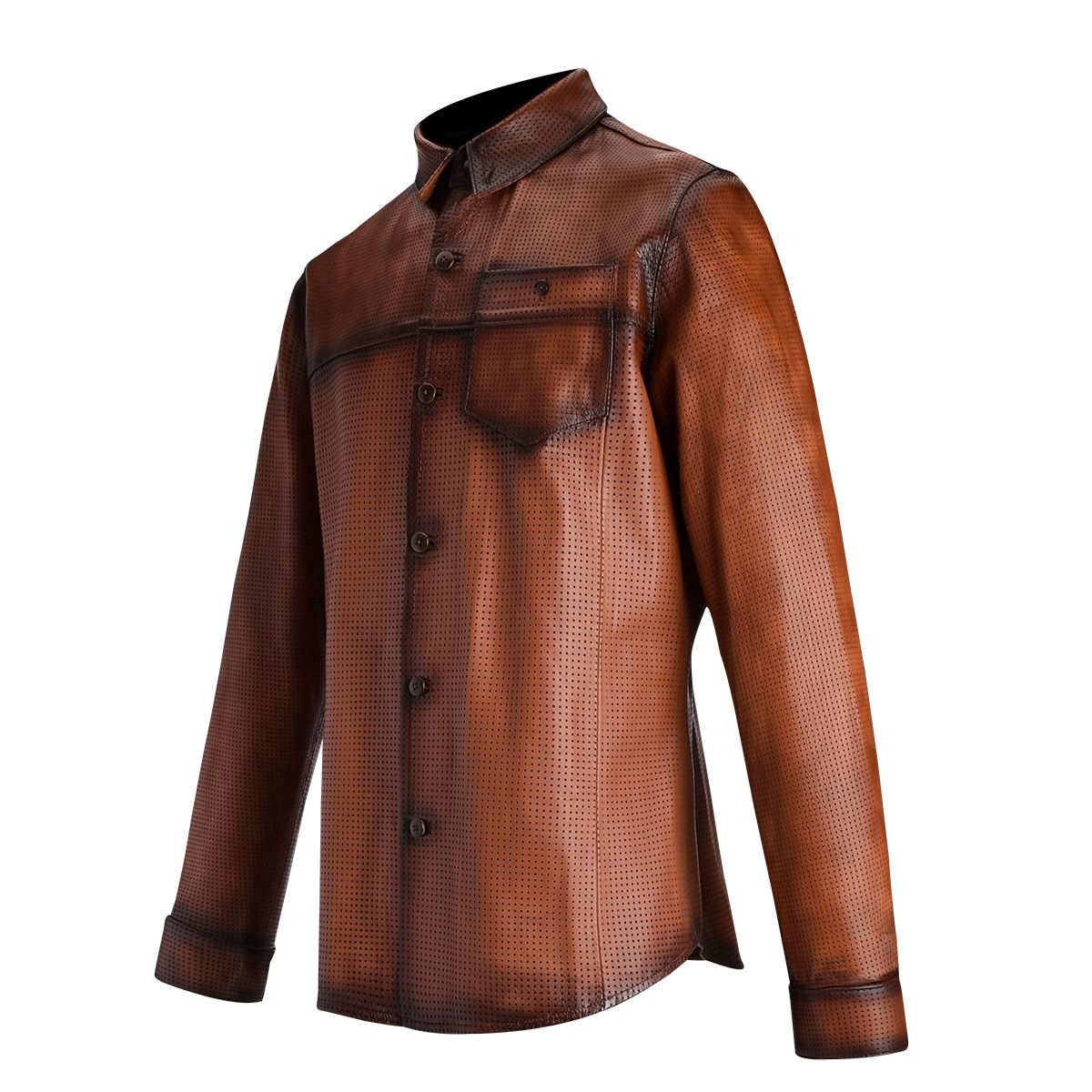 H280COC - Cuadra vegetal brown western fashion leather shirt jacket for men-Kuet.us