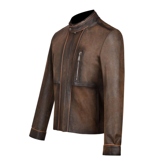 H291BOB - Cuadra honey casual fashion quilted ovine leather jacket for men-Kuet.us