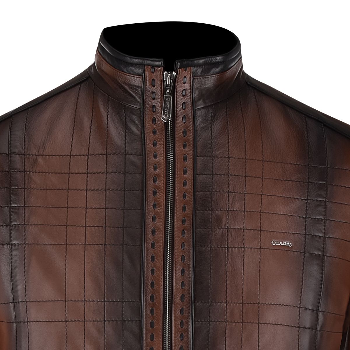 H293COB - Cuadra brown casual fashion quilted sheepskin leather jacket for men-Kuet.us - Cuadra Boots - Western Cowboy, Casual Fashion and Dress Boots