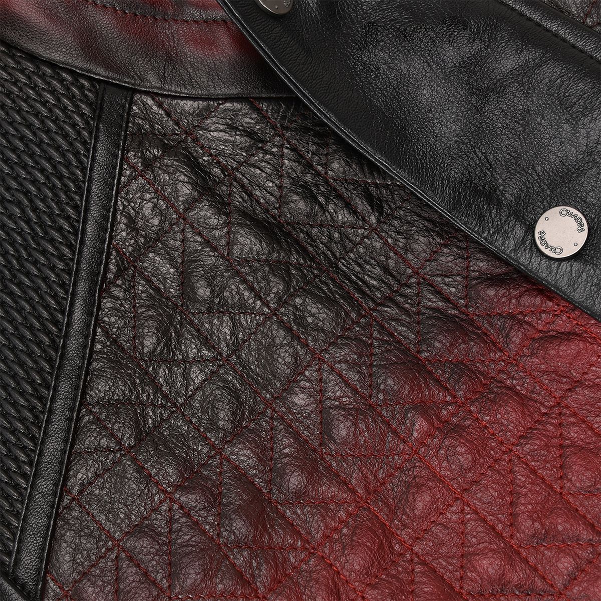 H295COB- Cuadra red casual fashion quilted goat leather racer vest for men-Kuet.us