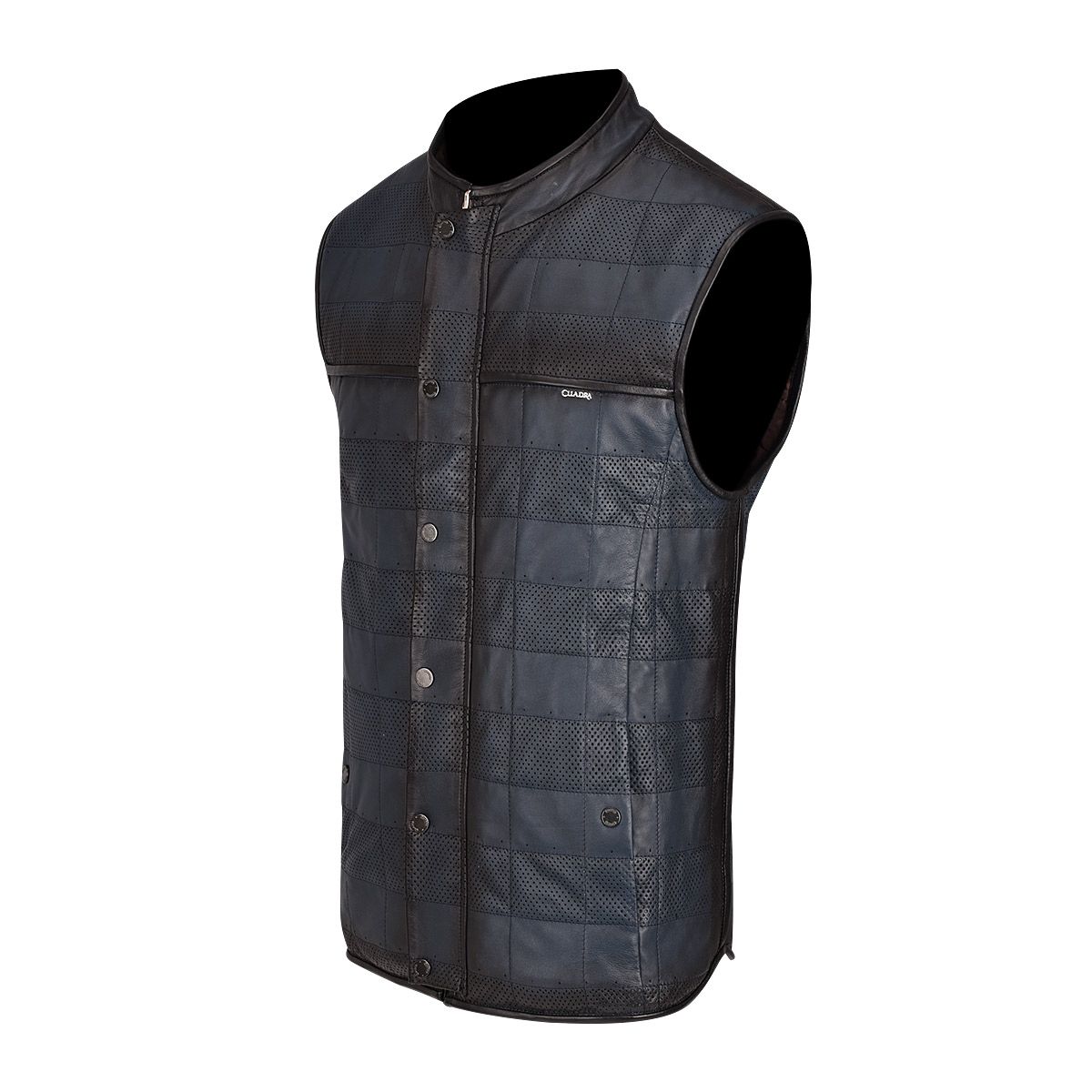 H303BOB - Cuadra blue casual fashion quilted cowhide leather racer vest for men-CUADRA-Kuet-Cuadra-Boots