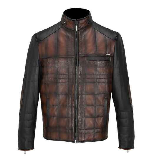 H308COB - Cuadra brown casual fashion goat leather jacket for men-Kuet.us